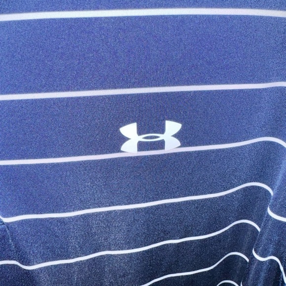 Under Armour Men's Navy Striped Golf Polo Shirt Size XL - Picture 2 of 6